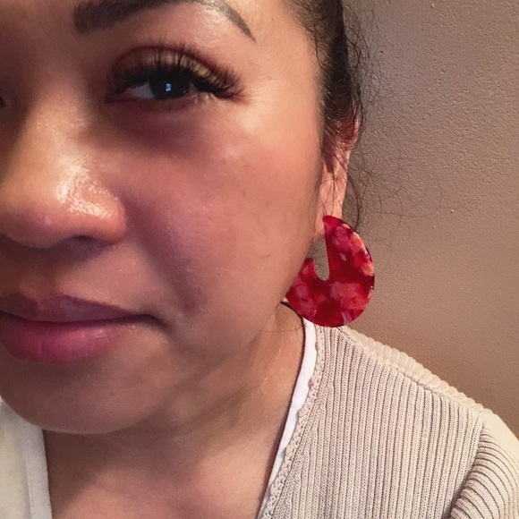 Red Acrylic Circle Hoops (Bloggers Favorite) - Picture 3 of 7